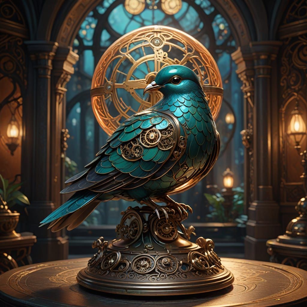 Steampunk Mechanical Dove Messaging Art