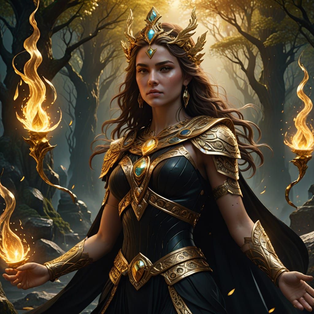 Goddess of the Elements in Rich Fantasy Art