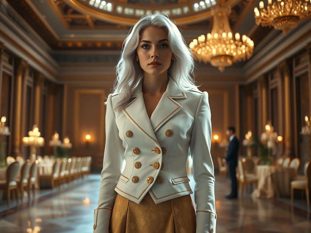 Elegant Princess in a Grand Ballroom Setting