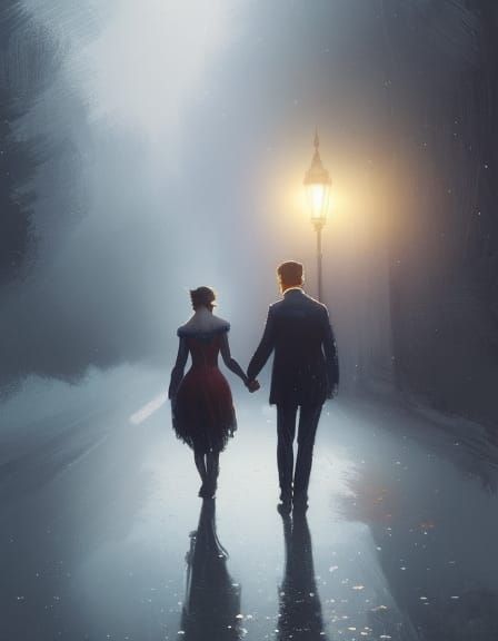 Victorian Couple Portrait with Dynamic Lighting