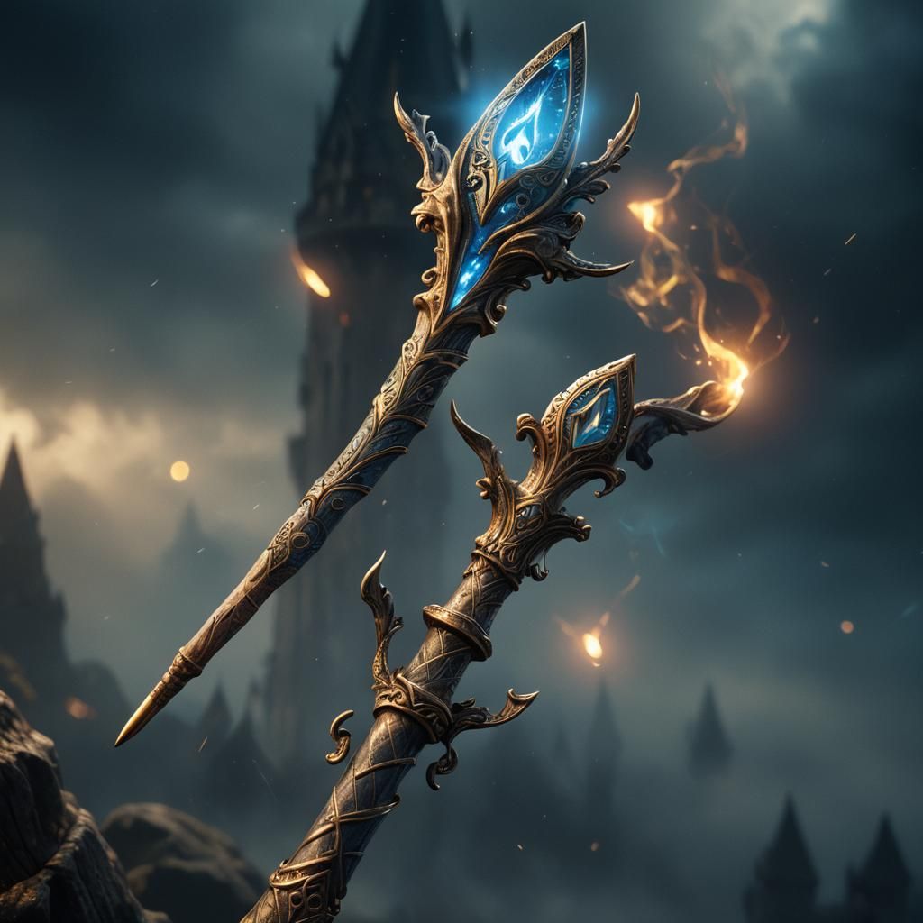 Glowing Runes on a Fantasy Wand: Hyper-Realistic Art