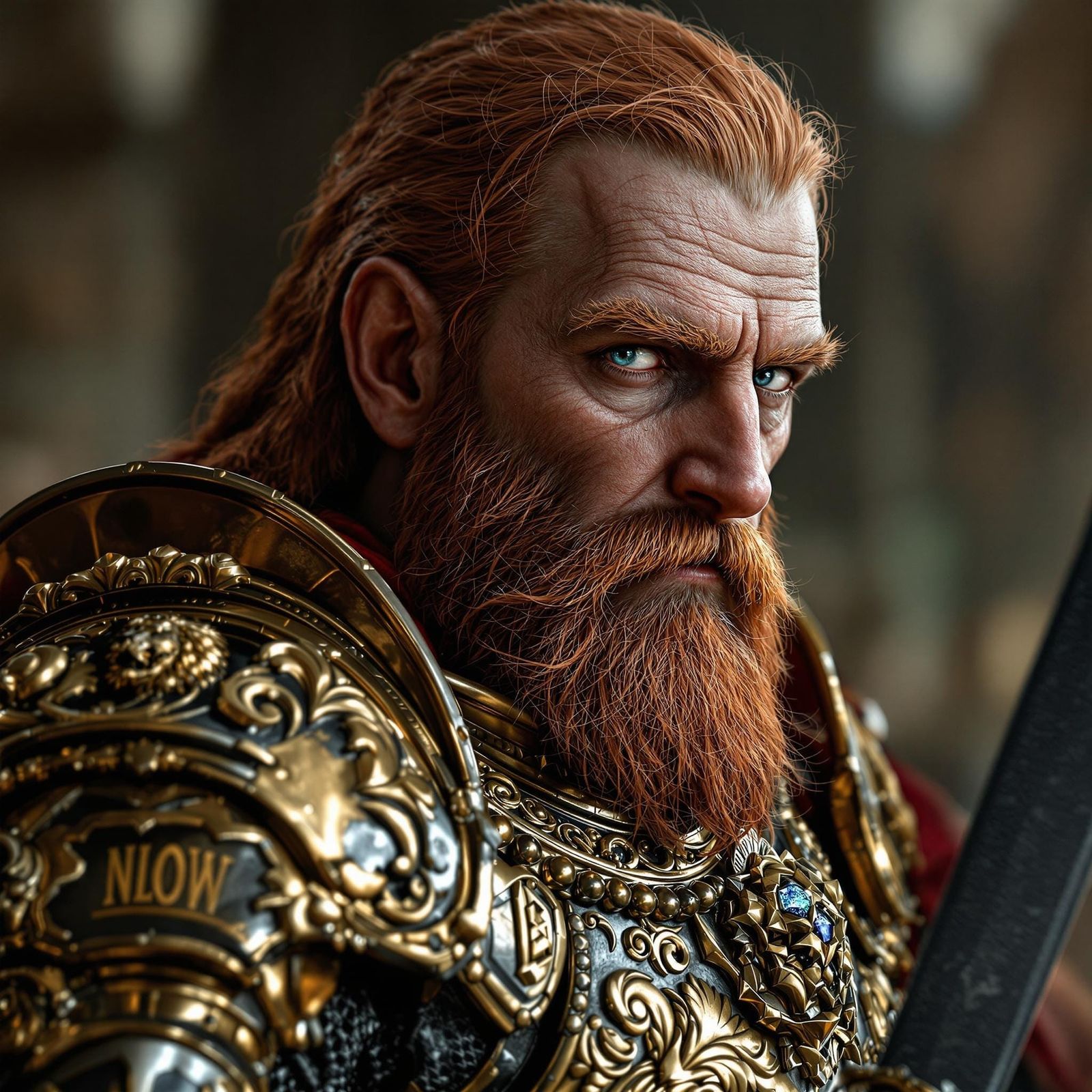 Regal Knight in Golden Lion Armor