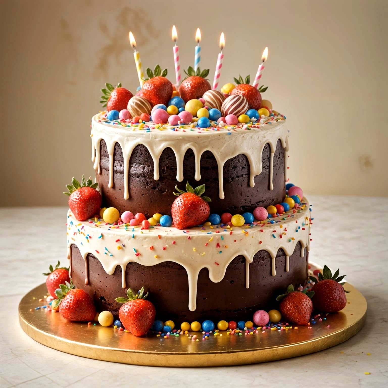 Stunning Chocolate Strawberry Birthday Cake in Vibrant Color...