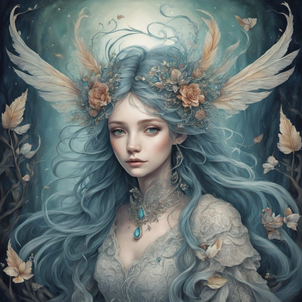 Dreamlike Fairy Portrait in Whimsical Art Style