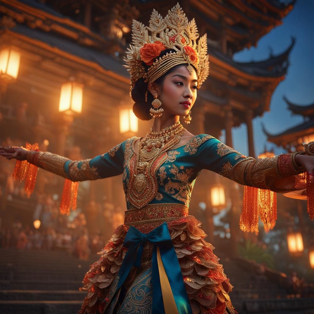 Balinese Girl Performs Legong Dance in HDR