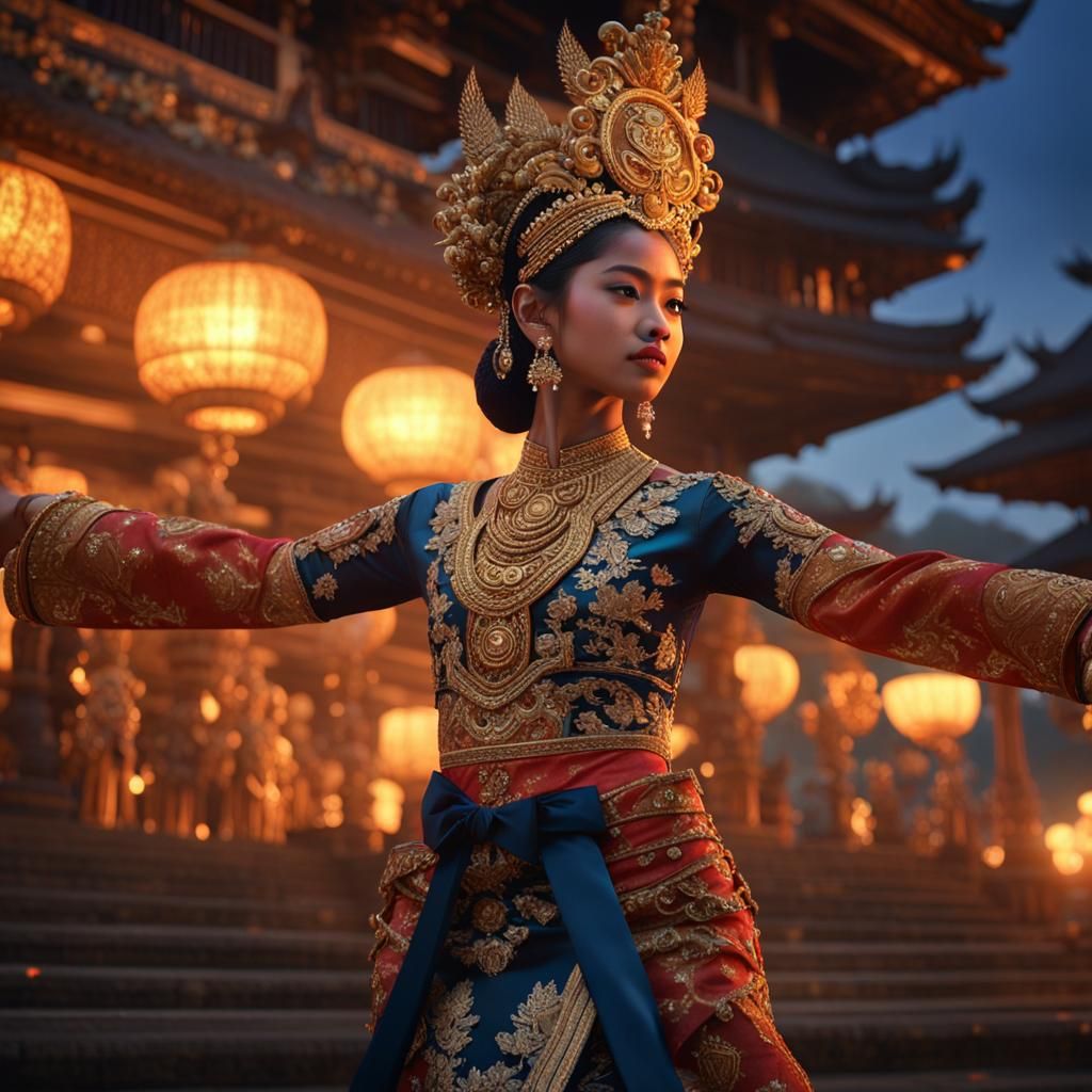 Balinese Girl Performing Legong Dance in HDR