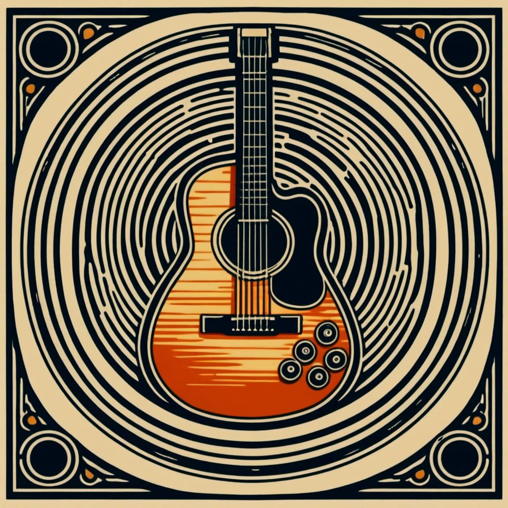 Cel-Shaded Guitar with Bold Outlines