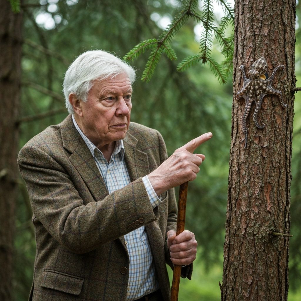Sir David Attenborough Discovers Tree Octopus in Forest