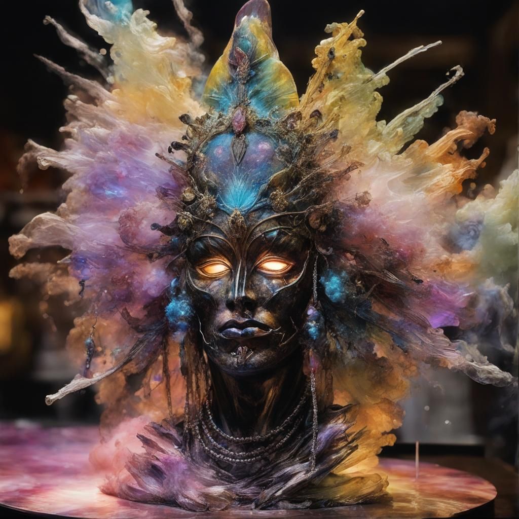 Nebulae Sculpture in Alcohol Ink Style