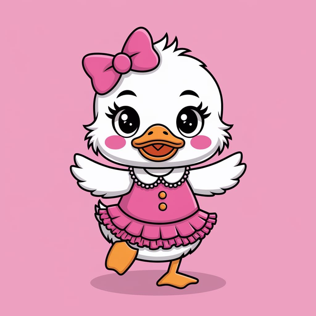 Adorable Chibi Duckling Dancing Kawaii