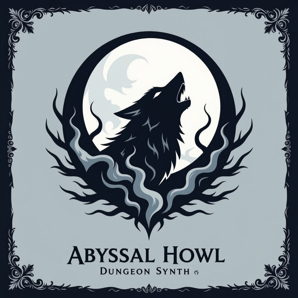 Minimalist Logo: Abyssal Howl in Dark Fantasy Style
