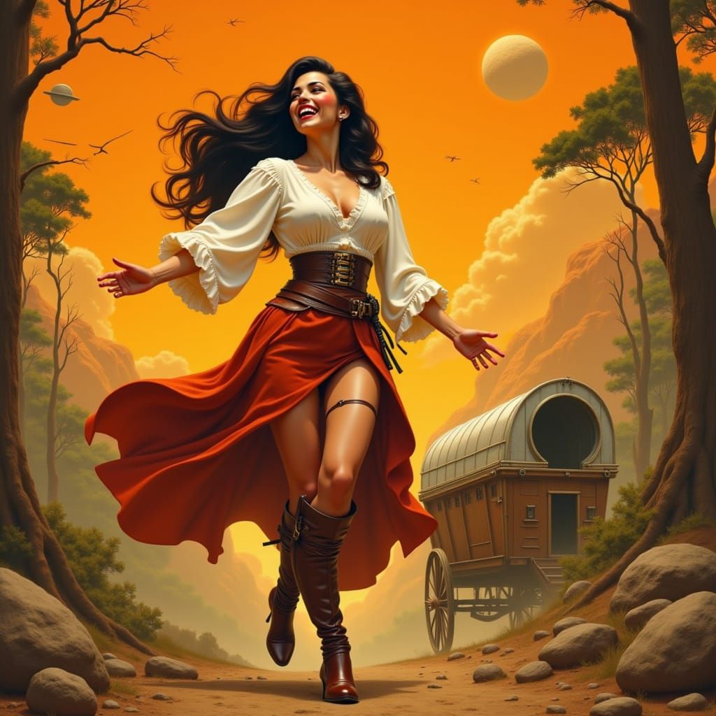 Impressionistic Cosmic Gypsy in Sci-Fi Hyperdetail