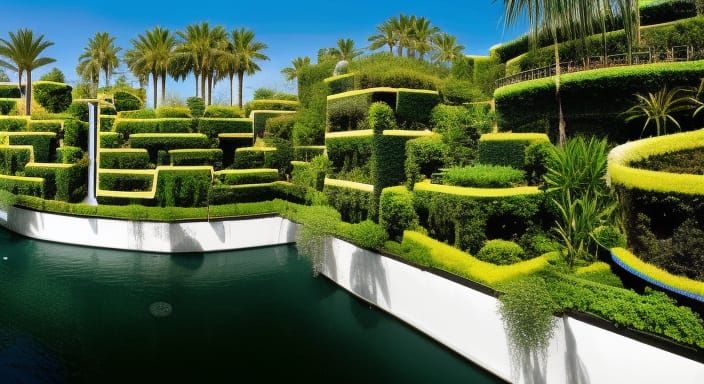 Hyperrealistic Hanging Gardens of Babylon: Epic Masterpiece