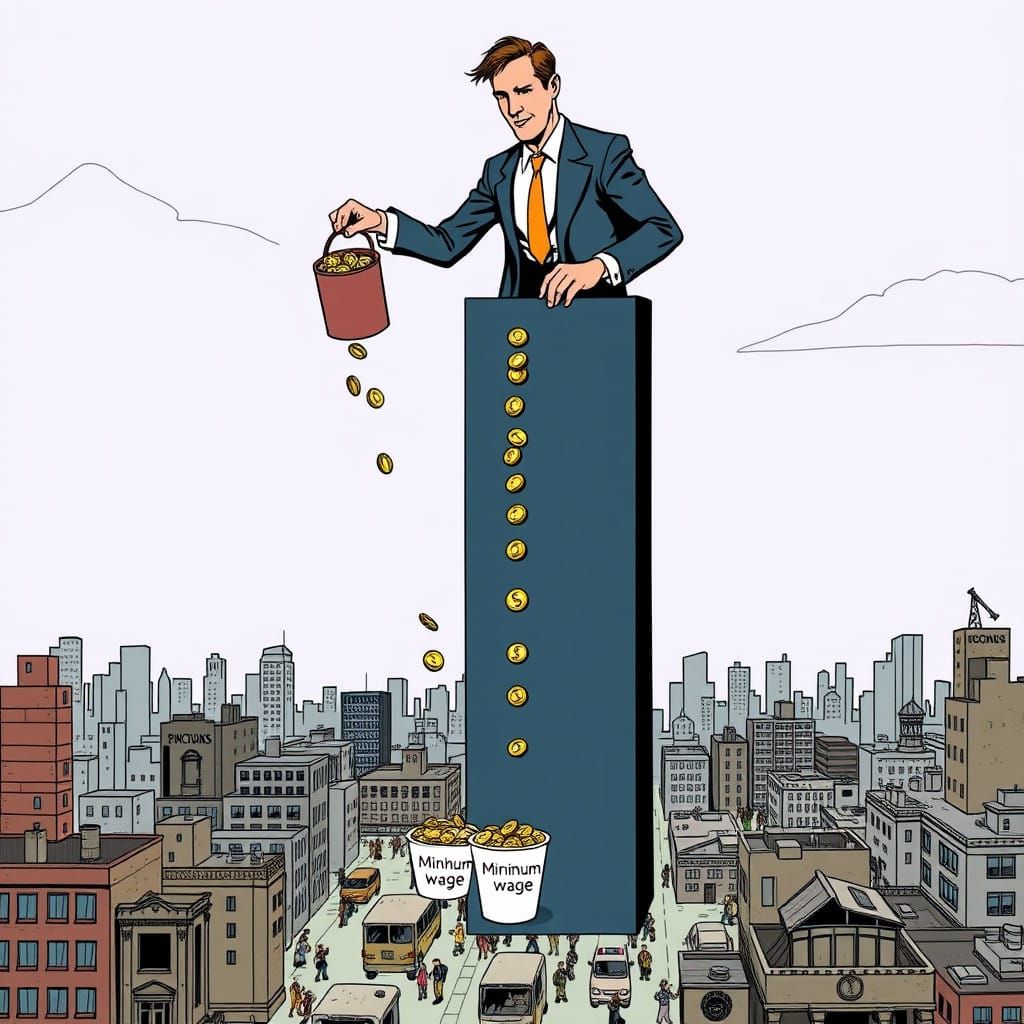 Satirical Depiction of Trickle Down Economics in Action