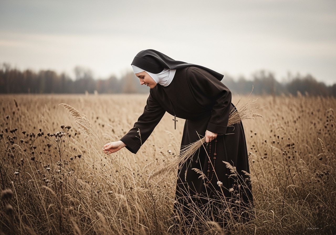 Nun in Dry Grasses of Moldova