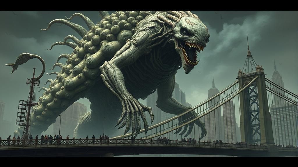 Undead Biomechanical Mass Towers Over Manhattan