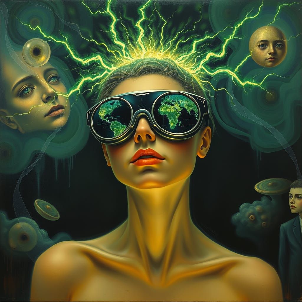 Surrealist Figure Transformed By Luminous Energy