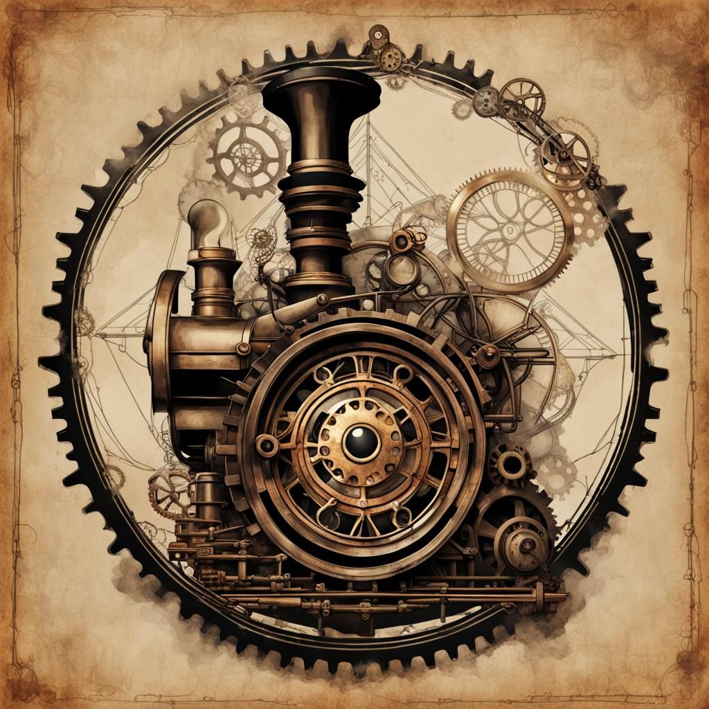 Steampunk Deathly Hallows Engine Graphic Design