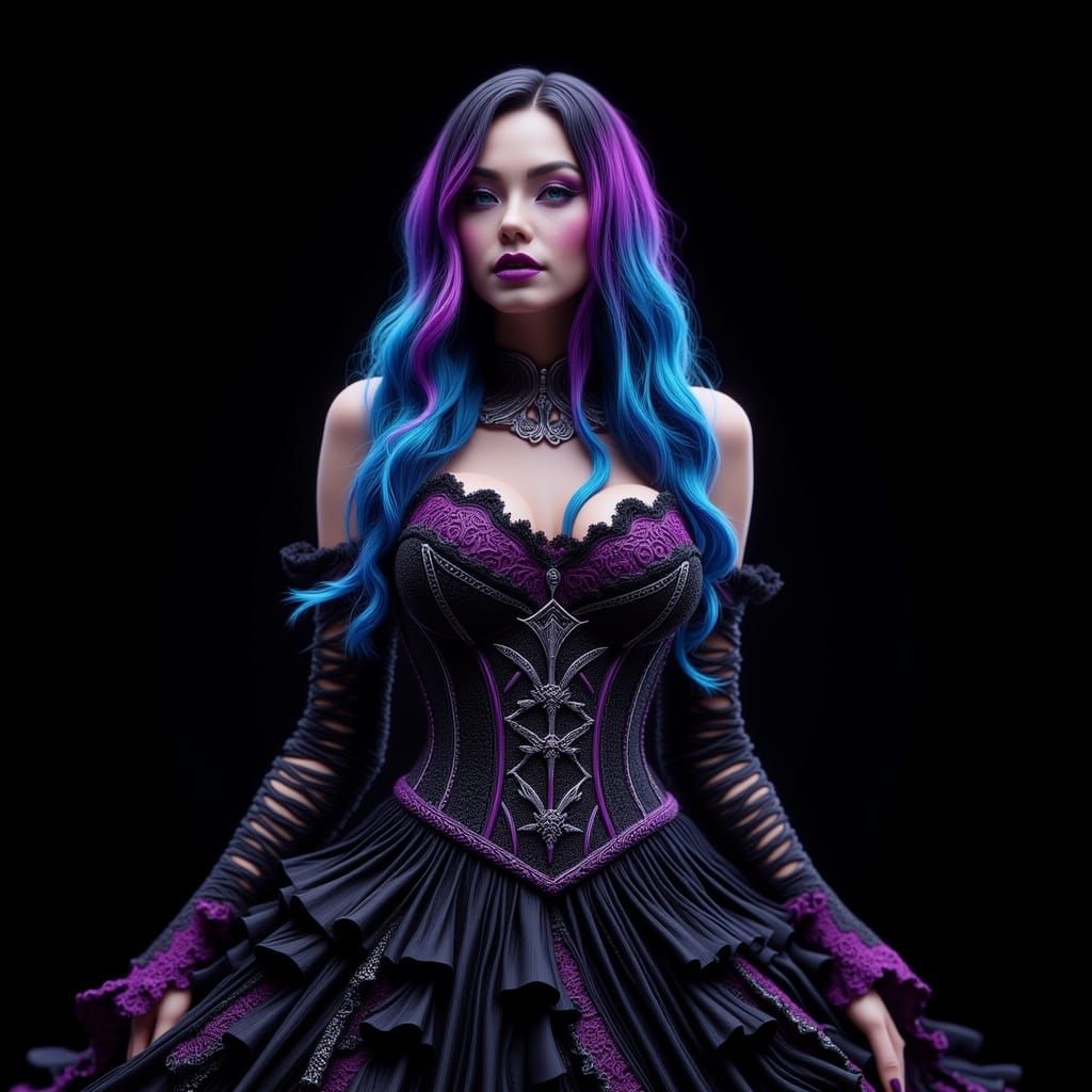 Gothic Romance in Vibrant Color - Dark Corseted Beauty