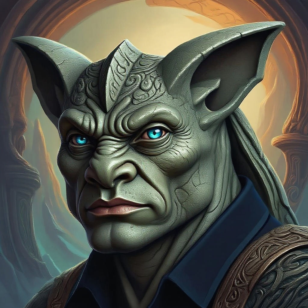 Handsome Humanoid Stone Gargoyle in Fantasy Style