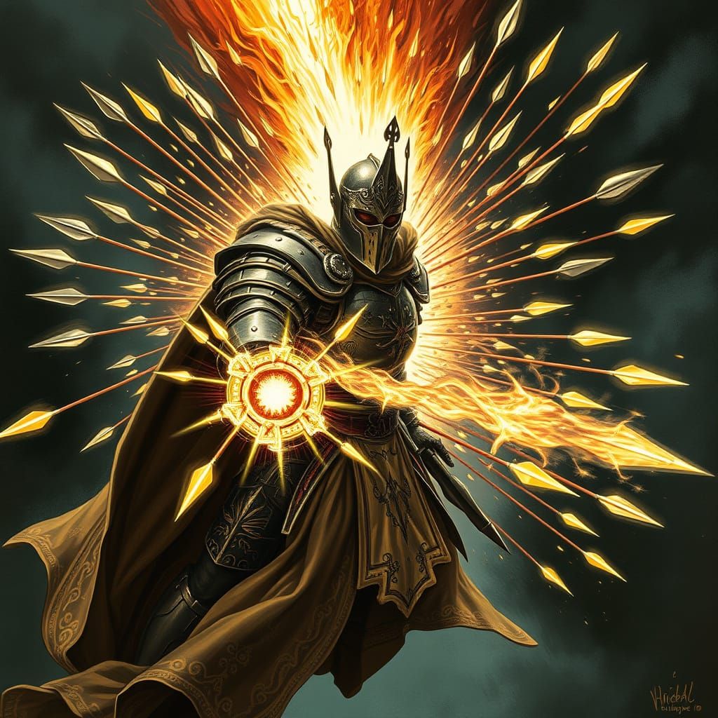 Paladin Summons Magical Arrows, Mystical Realism Style