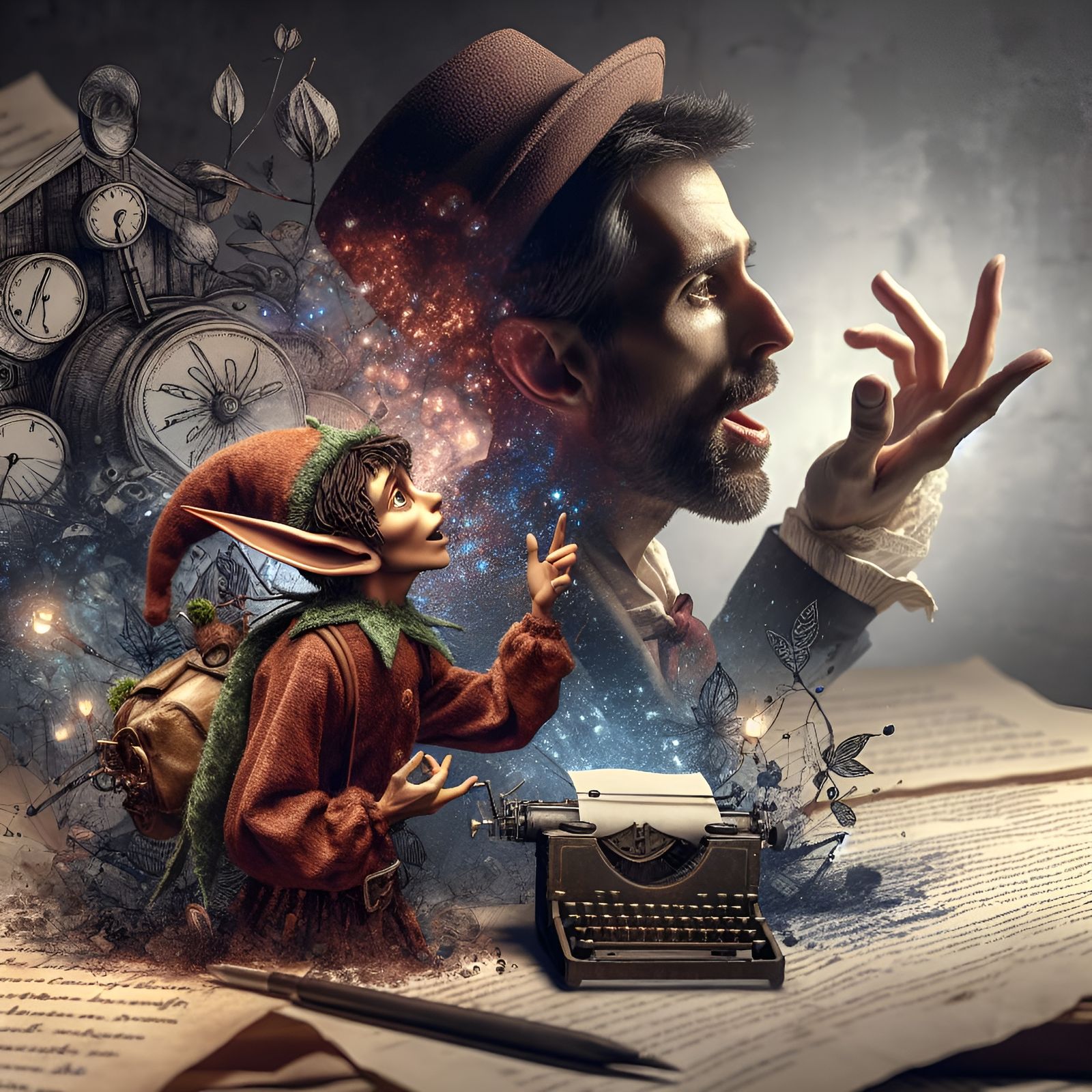 Magical Elf Narrates Fairy Tale with Joyful Expression