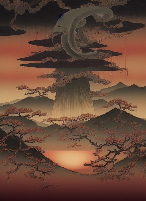 Reincarnation in Ukiyo-e Style with Ethereal Elements