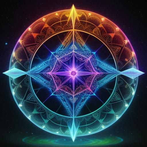 Spiritual Geometric Scene in Cosmic Style