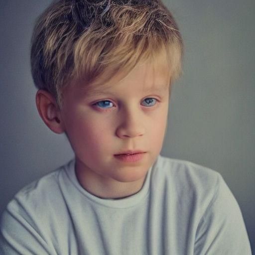 Vibrant Boy in Minimalist Room: A Digital Portrait in Hyper-...