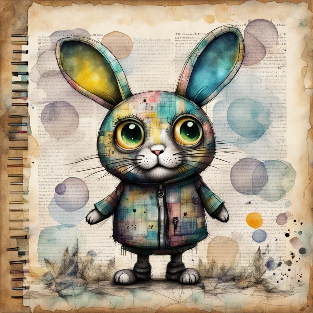 Cute Bunny Sketch in Pop Surrealism Style