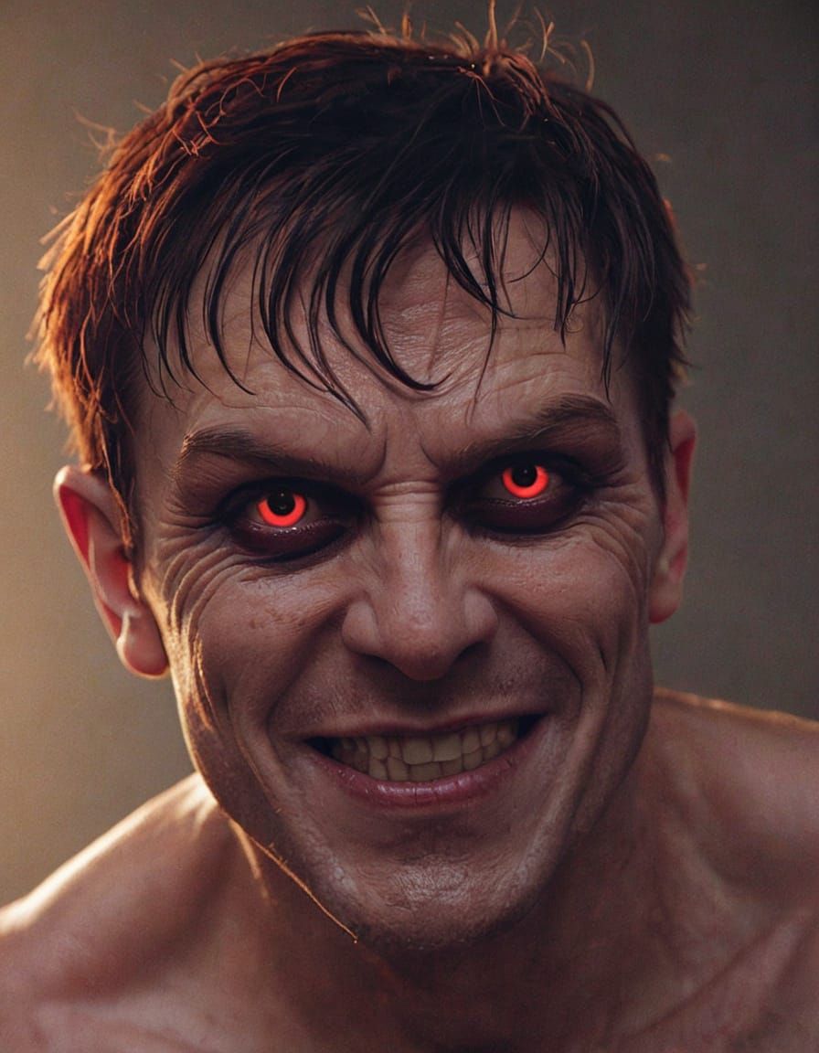 Ominous Dark Fantasy: Nordic Man Transforms into Devil