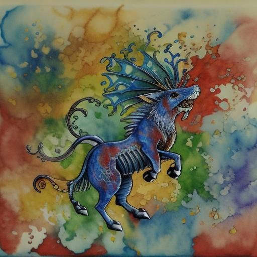 Abstract Filigree Manticore in Alcohol Ink Style