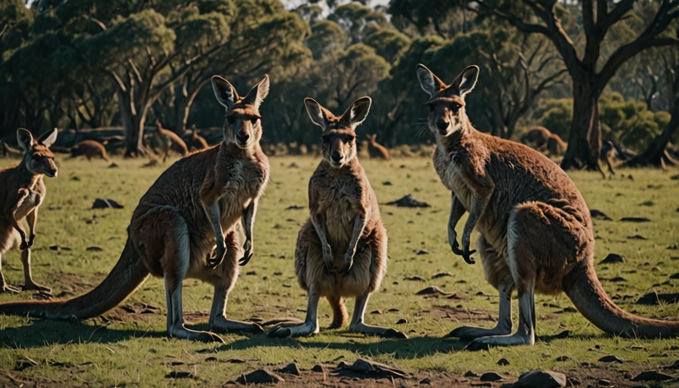 Cinematic Kangaroos in Atmospheric Lighting