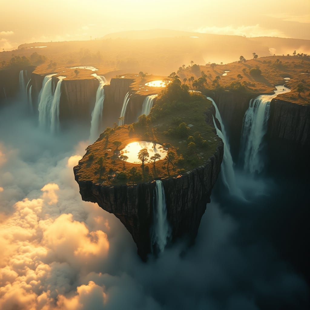 Ethereal Island Oasis in Golden Light