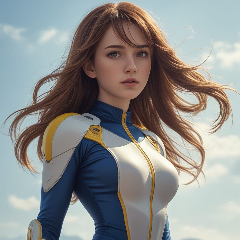 Young Heroine Portrait with Electric Powers