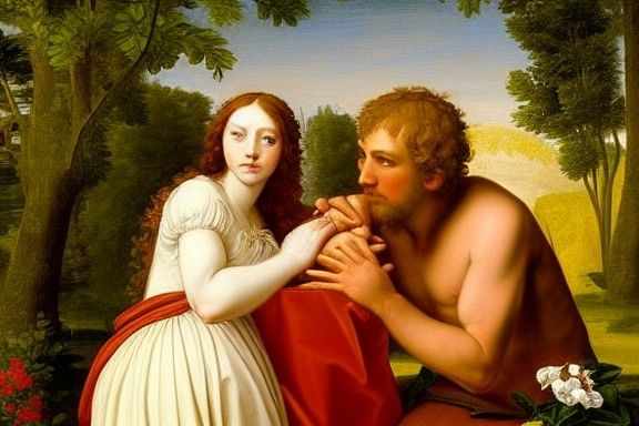 Renaissance Lovers in Thorny Garden: Guido Reni Style