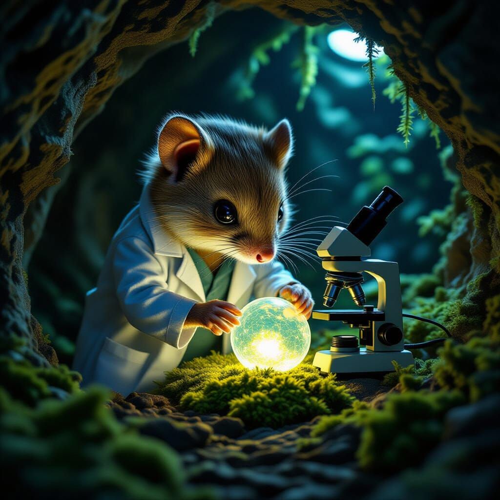 Dormouse Scientist in Underground Lab: Digital Matte Paintin...