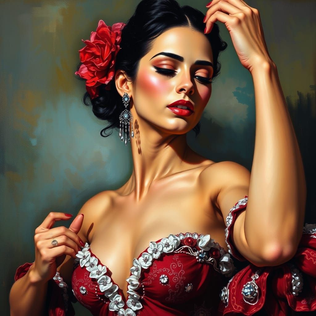 Flamenco Dancer in Traditional Spanish Attire