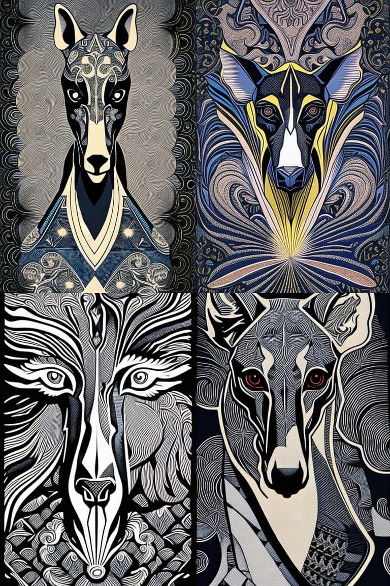 Detailed Greyhound Portrait as Digital Illustration