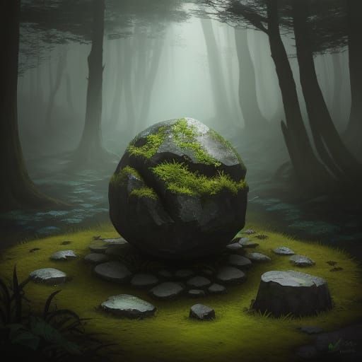 Mysterious Glowing Stone With Ancient Runes