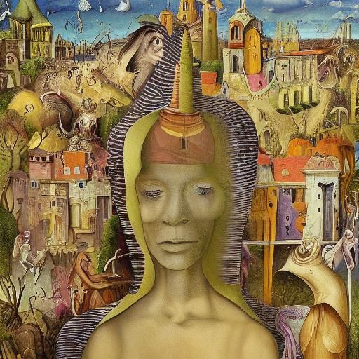 Surreal Sphinx in Style of Hieronymus Bosch