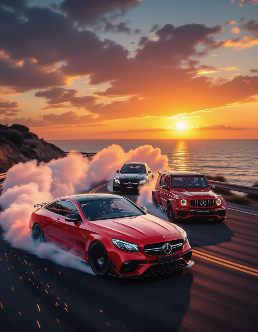 Luxury Cars Drift Race at Sunset