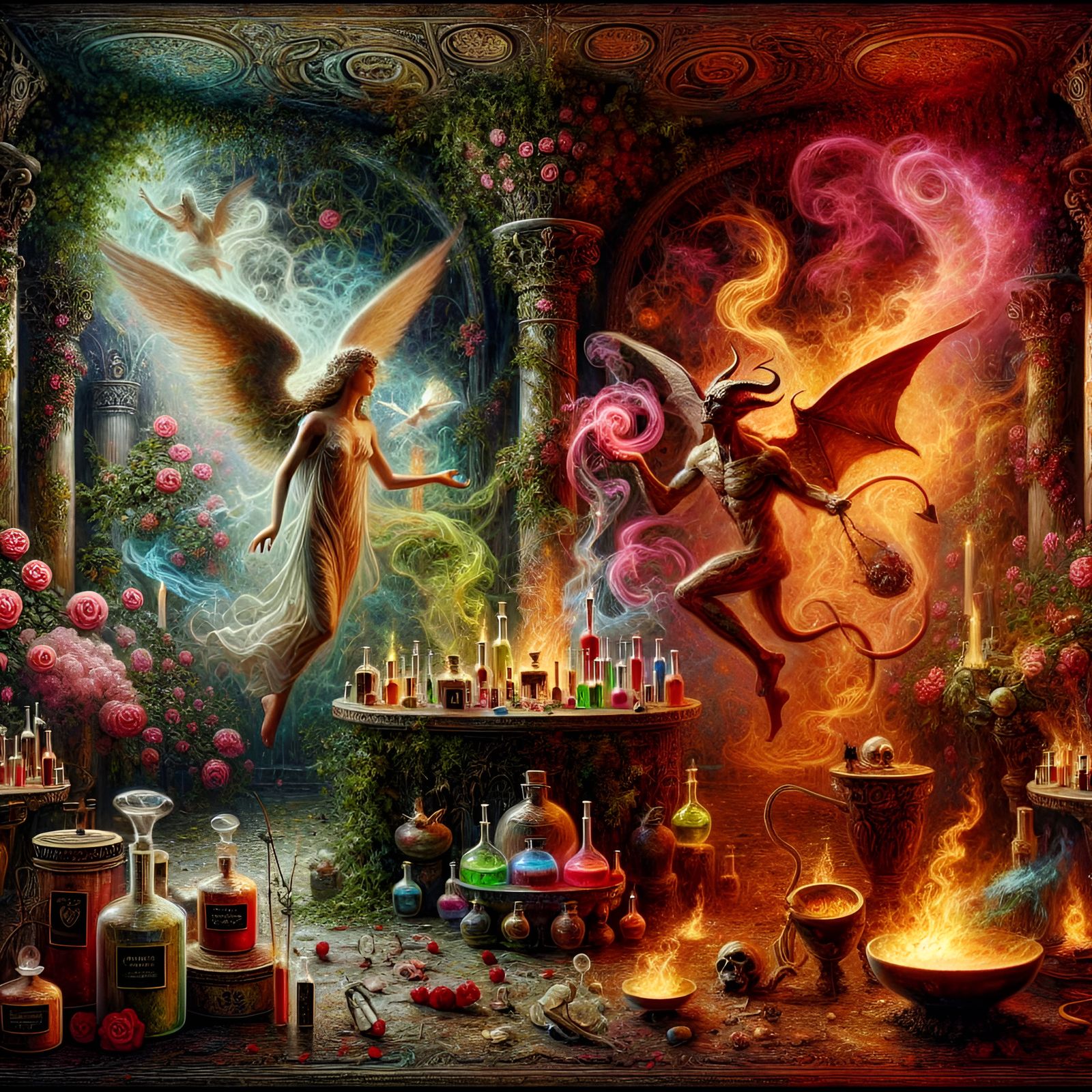 Mystical Realm: Heaven and Hell in Oil Painting