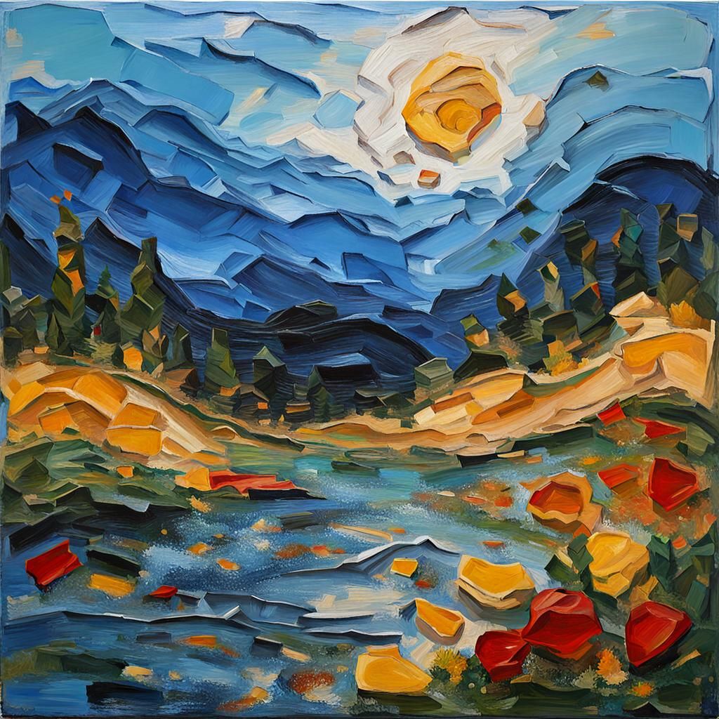 Abstract Impasto Painting in Vibrant Colors