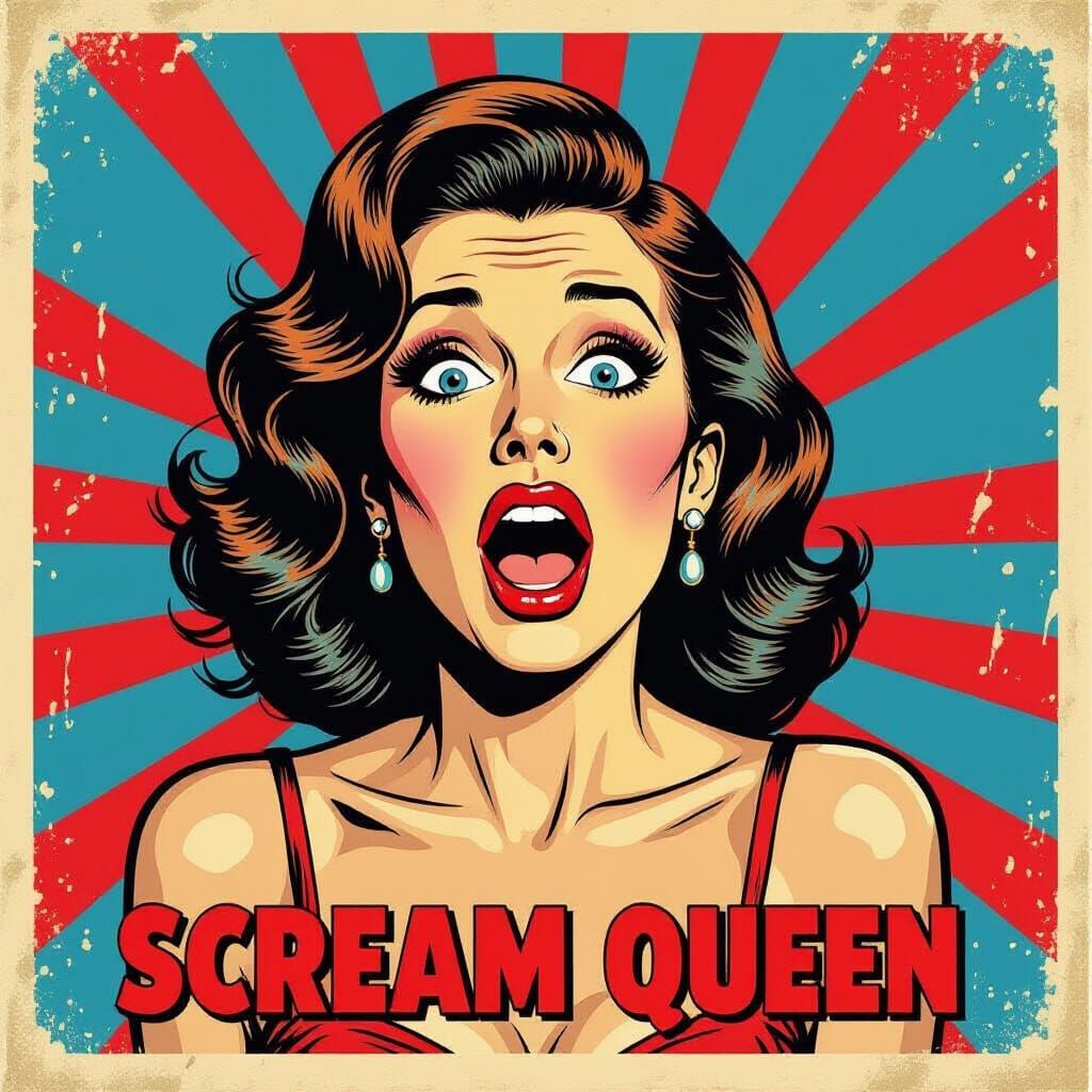 Shocked Woman in Vintage Pop Art Style