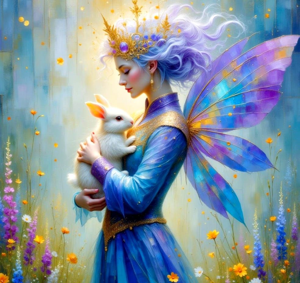 Ethereal Fairy King with Winged Bunny