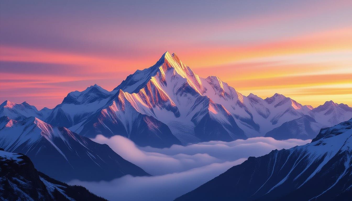 Majestic Snow-Capped Mountains at Dawn