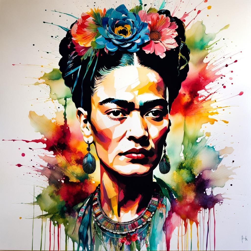 Intricate Portrait in Alcohol Ink Style