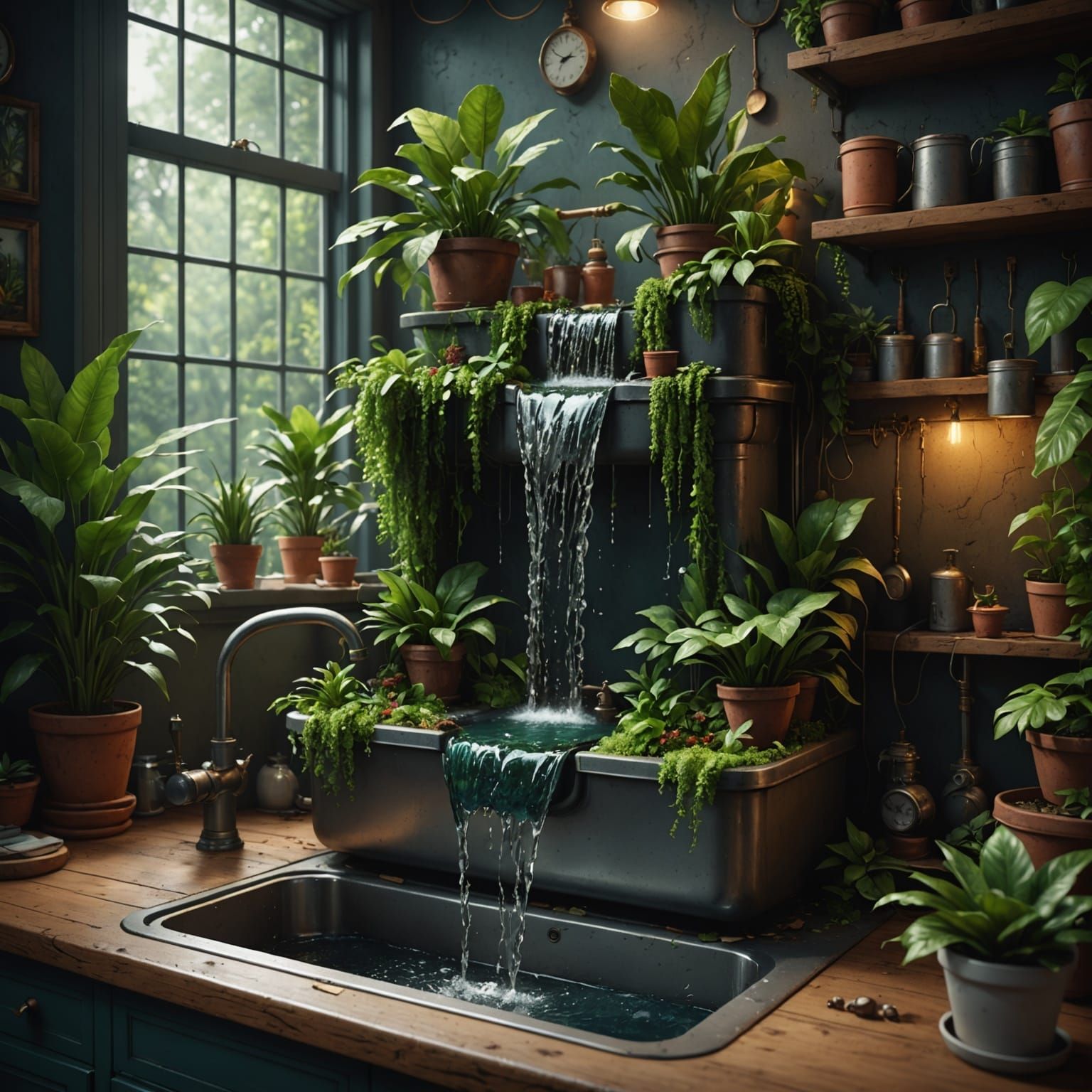 Miniature Waterfall Creates Indoor Fantasy Forest