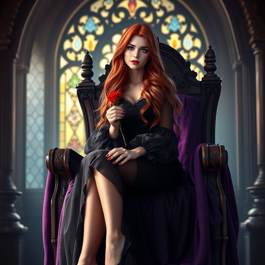 Regal Goddess in Dark Elegance